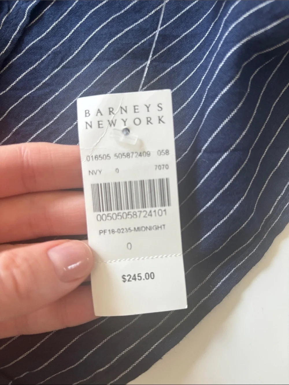 Ulla Johnson Navy Striped Puff-Sleeve Blouse - With Tag from Barneys
